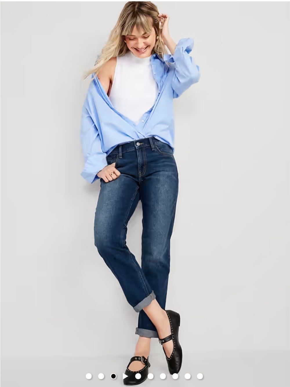 Old Navy Wow Boyfriend Jeans Bundle - Size 6 (2 Pairs) Medium Wash Blue